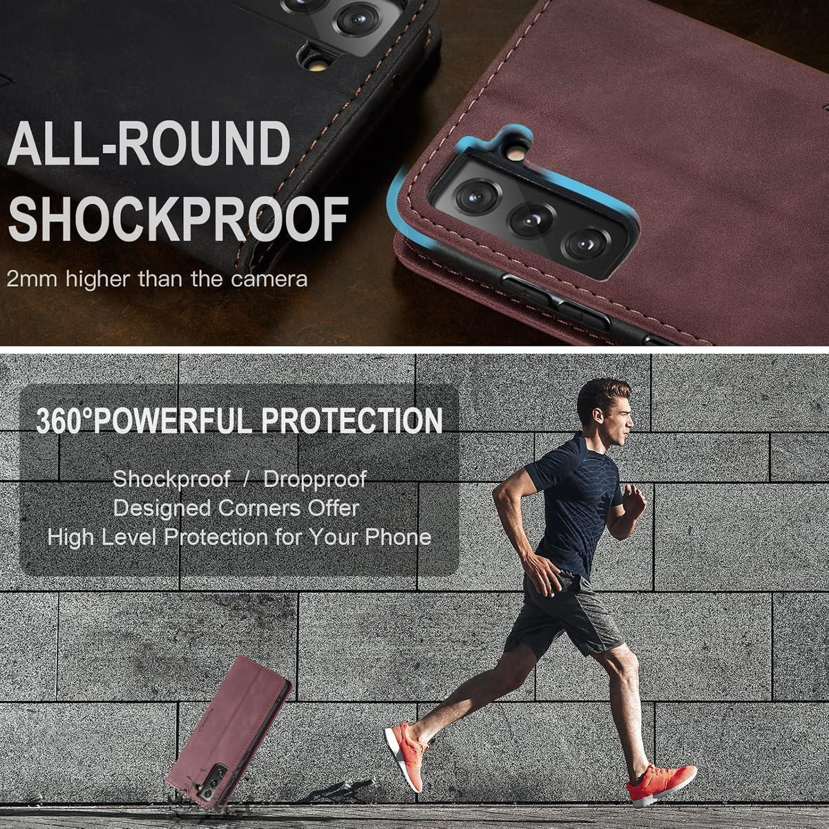Handyhülle Samsung Galaxy S22 5G Leder Flip Case Weinrot