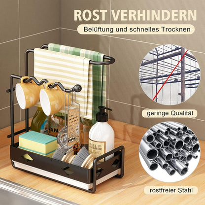 Spülbecken Organizer mit Spültuchhalter & Abtropfschale