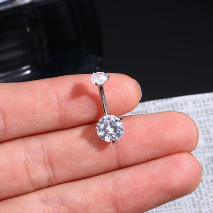 925 Sterling Silber Bauchnabelring mit Kristall, 14G Hypoallergen