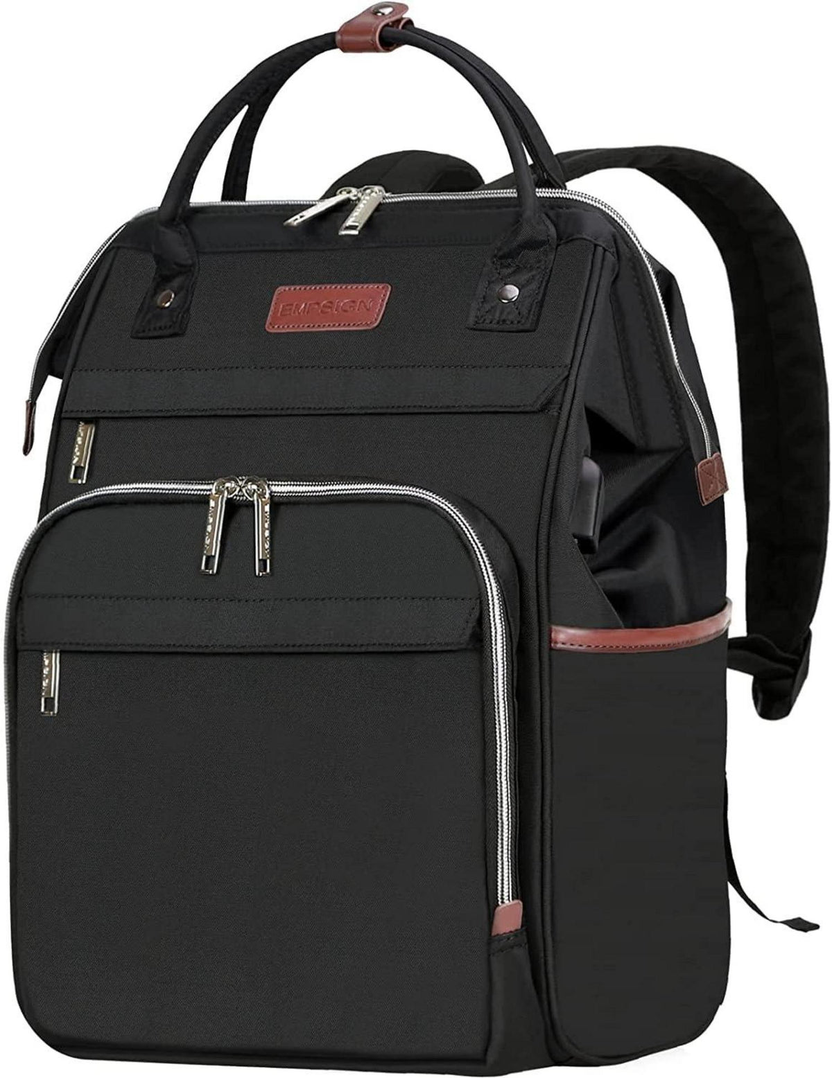 EMPSIGN Damen Laptop Rucksack 15.6 Zoll Schwarz Große Kapazität