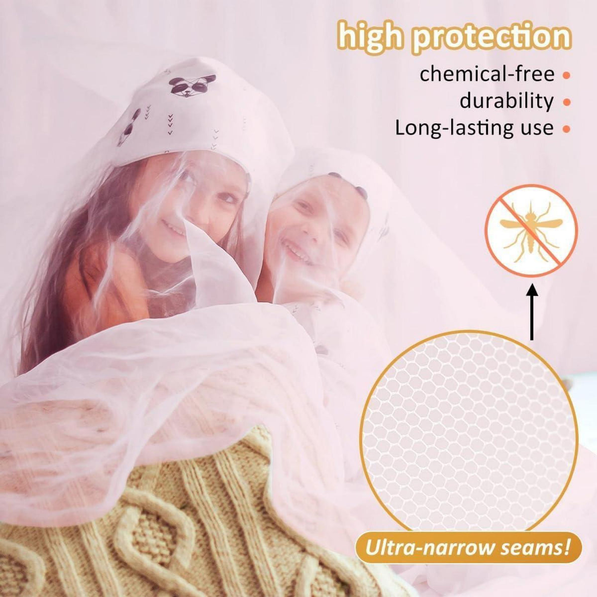 Moskitonetz Bett Rosa für Doppel- & Einzelbetten