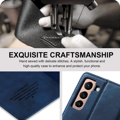 Handyhülle Samsung Galaxy S21 5G Leder Flip Wallet Blau
