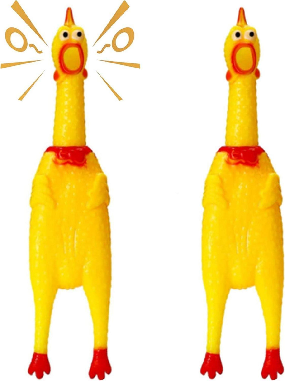 Screaming Chicken Yellow Rubber Dog Toy 2-Pack
