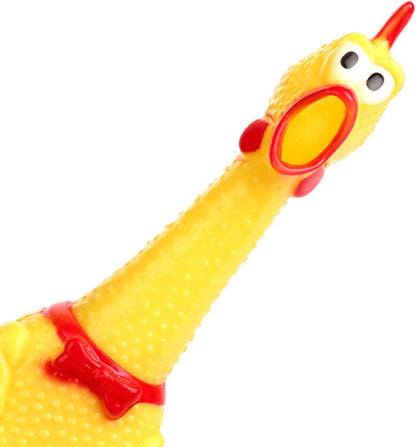 2er Pack Gummi Schreiendes Hühner Hundespielzeug Gelb 17cm