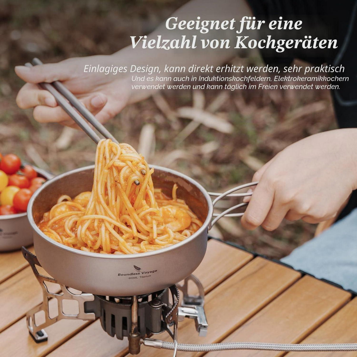 Titan Camping Geschirr Set mit Klappgriffen – 5-teilig