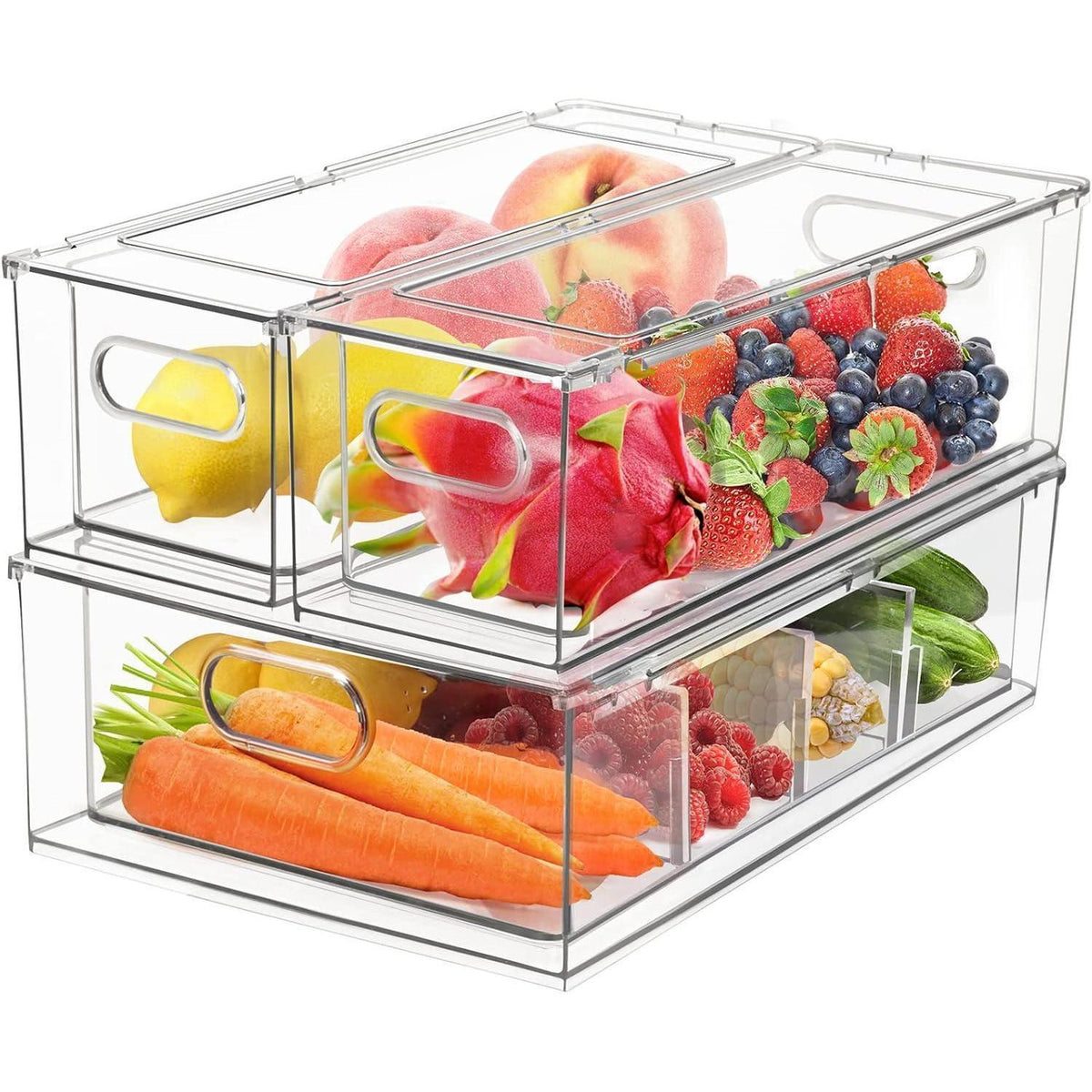 Kühlschrank Organizer Schublade Set mit Griff, Stapelbar