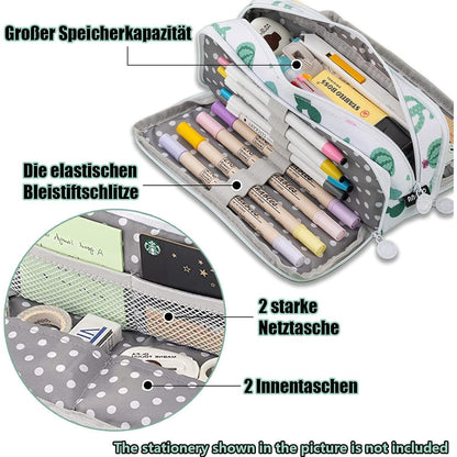 Federmäppchen 3 Fächer Große Kapazität Kaktus Design