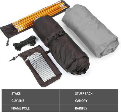 Ultraleichtes Camping Kuppelzelt 1-3 Personen, Wasserdicht & Winddicht