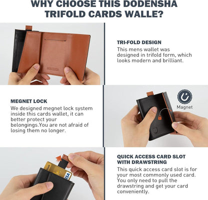 Herren RFID Leder Geldbörse Münzfach, Banknotenfach, 4-6