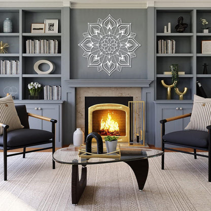 Große Metall-Mandala-Wanddekoration, Lotusblumen-Wandkunst für Zuhause