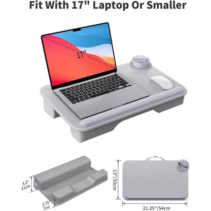 Laptop Schreibtisch mit Handgelenkauflage und Tablet Halterung (Grau)
