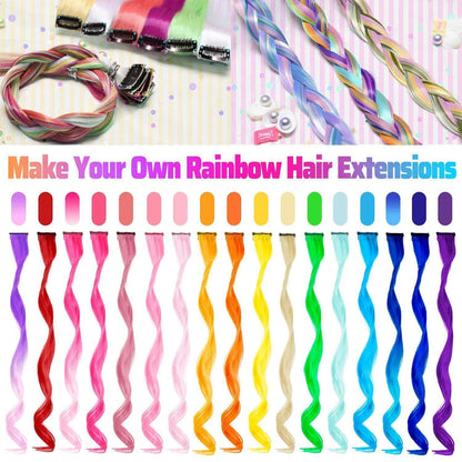 22er Set Regenbogen Haarverlängerungen – Bunte Locken für Kinder & Party