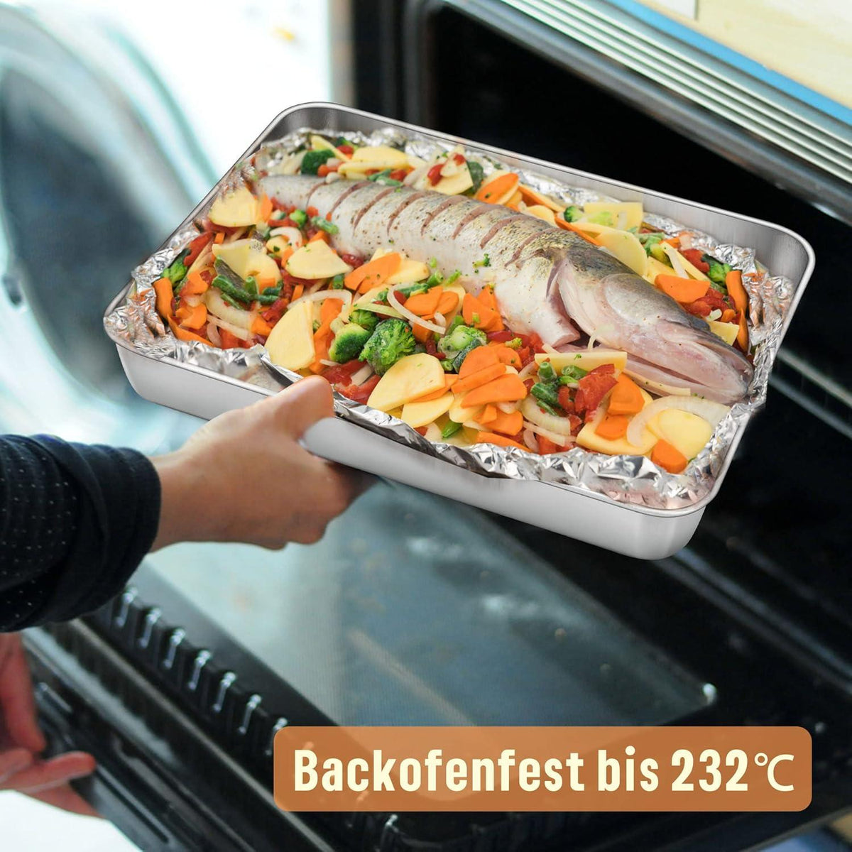 Rechteckiges Edelstahl Backblech 31.5x25x5cm für Lasagne Brownie