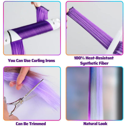 Clip-In Haarverlängerung Violett 22 Zoll Gerade Haarverlängerung