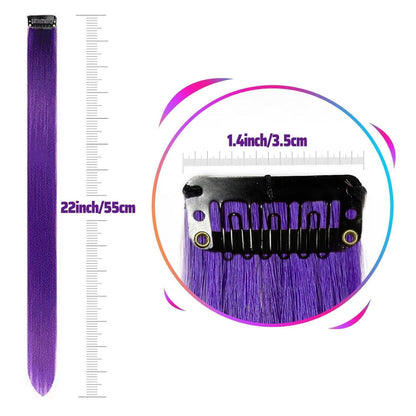 Clip-In Haarverlängerung Violett 22 Zoll Gerade Haarverlängerung