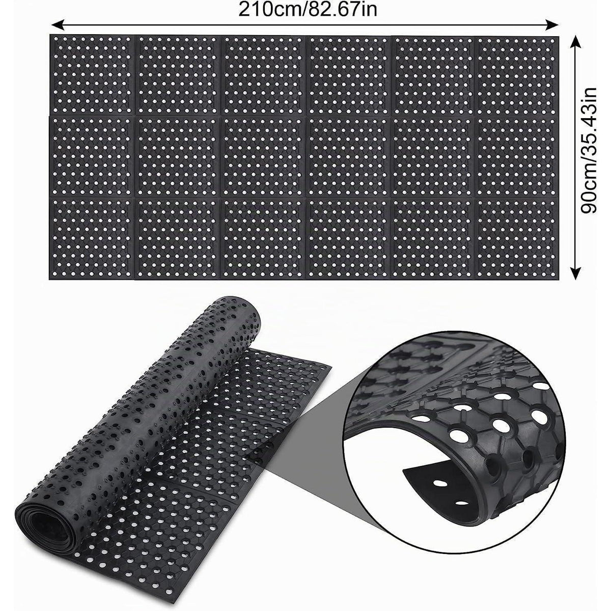 Rutschfeste Gummimatte Outdoor 90x210 cm – Schmutzfangmatte mit Entwässerung