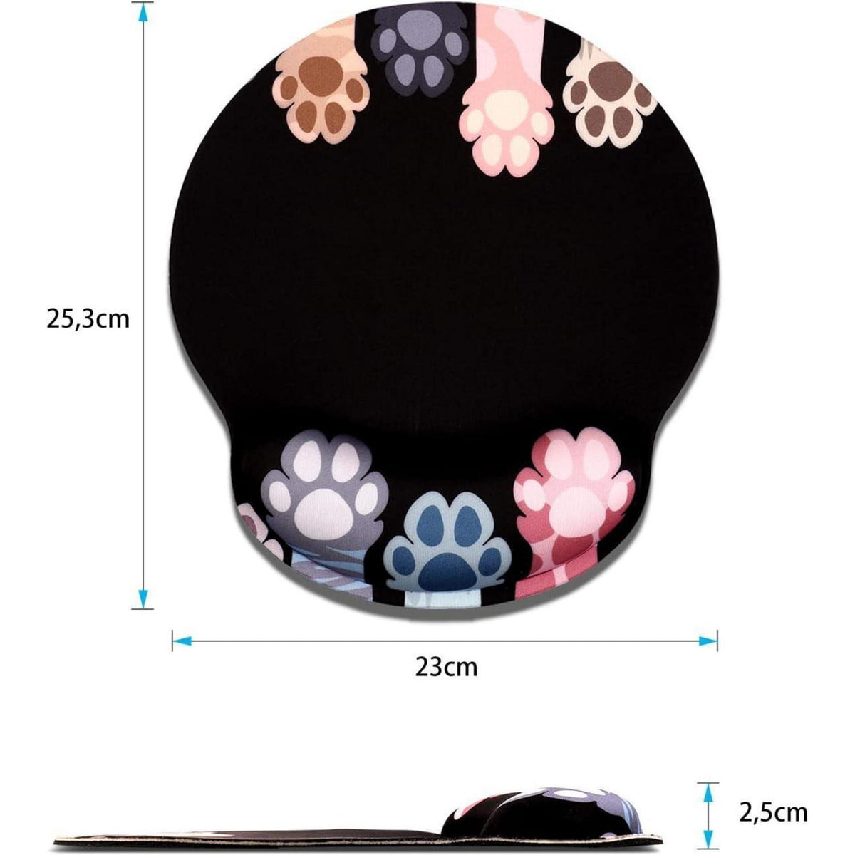 Ergonomisches Mauspad mit Handgelenkauflage Katzenmotiv