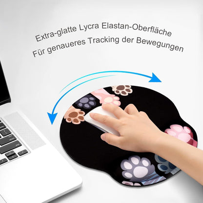 Ergonomisches Mauspad mit Handgelenkauflage Katzenmotiv