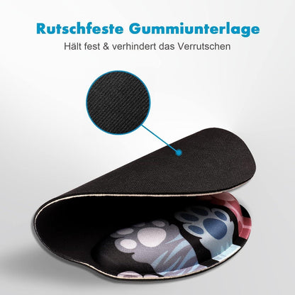 Ergonomisches Mauspad mit Handgelenkauflage Katzenmotiv