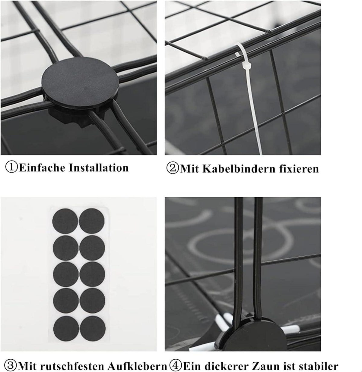 Katzen Freigehege 3 Ebenen Outdoor Balkon Metall Schwarz 109 x 75 cm
