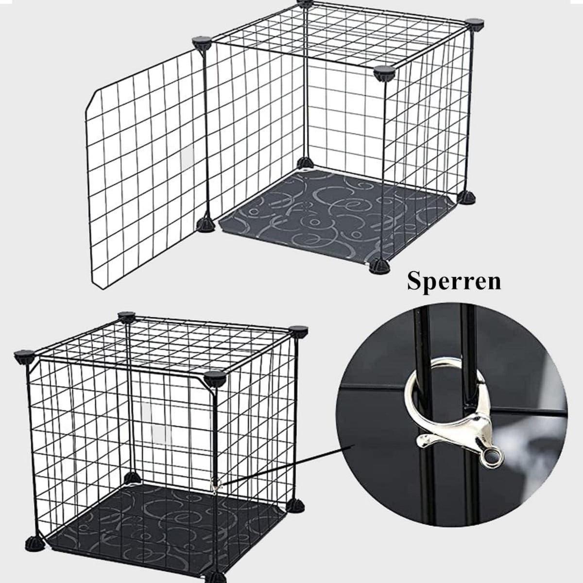 Freigehege Katzen 3 Ebenen Balkon 109x75x39 cm Schwarz Outdoor Metall