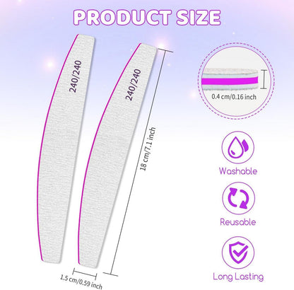 Professionelle Nagelfeilen-Set 12 Stk. 240/240 Grit für Naturnägel