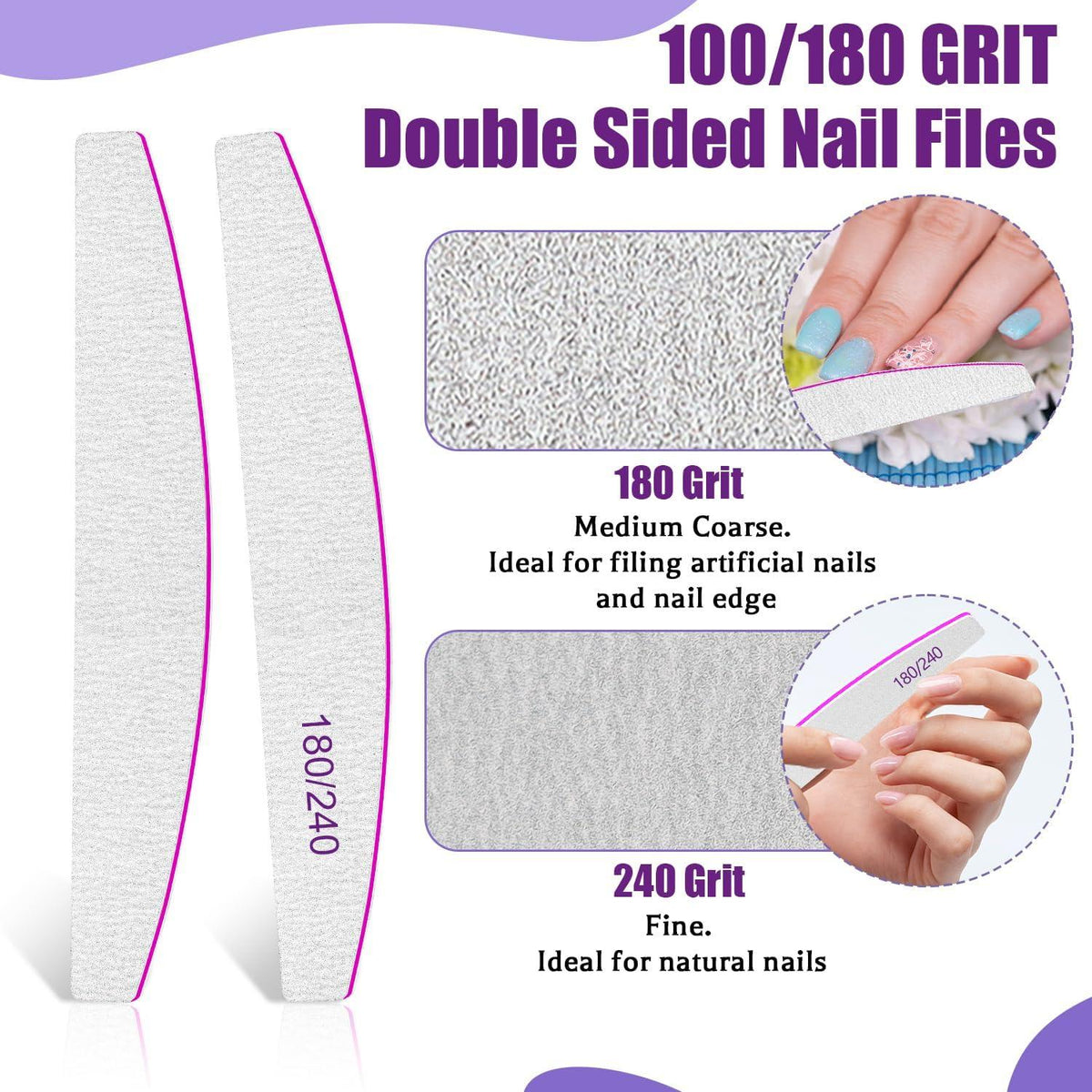 Professionelle Nagelfeilen Set 180/240 Grit für