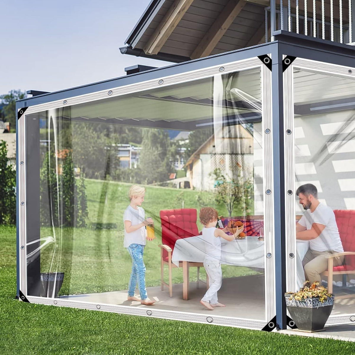 Transparente PVC Plane wasserdicht 0.4mm 4x6m, öSen, strapazierfäHig