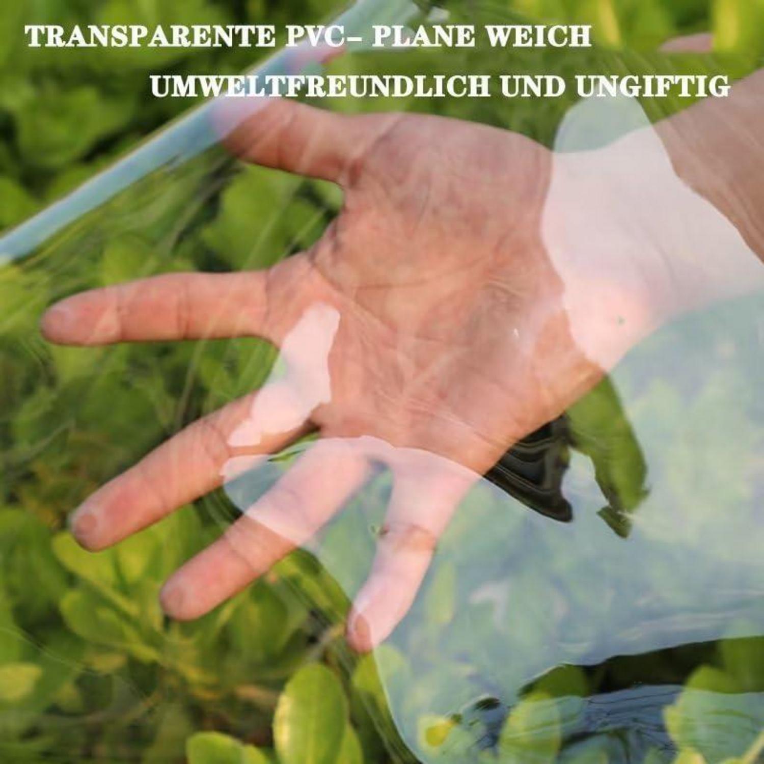 Transparente PVC Abdeckplane mit Ösen 420g/m² 2x2m Gartenmöbel Pavillon Ersatzplane