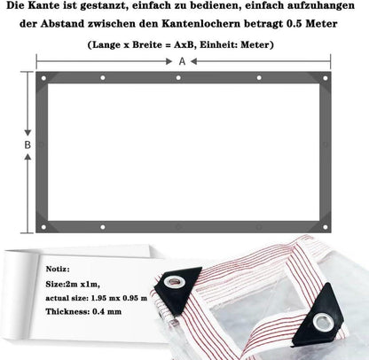 Wasserdichte Transparente PVC Plane 3x1m Abdeckplane 0.4mm