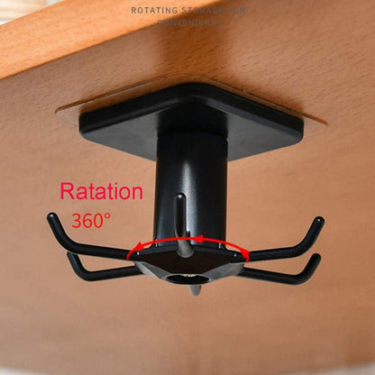 360° drehbare Hakenleiste für Küchenutensilien, Selbstklebende Hakenleiste, Schwarz