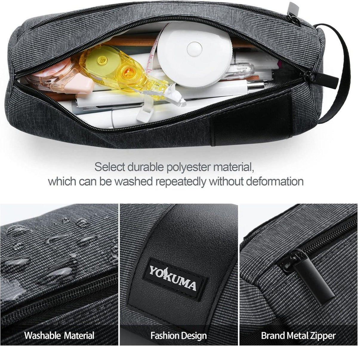 YOKUMA Federmäppchen klein rund Pencil case Schule Teenager Erwachsene Aesthetic groß Kapazität Blau