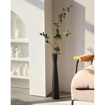 Keramik Bodenvase 50cm Schwarz Hoch Schmal für Trockenblumen