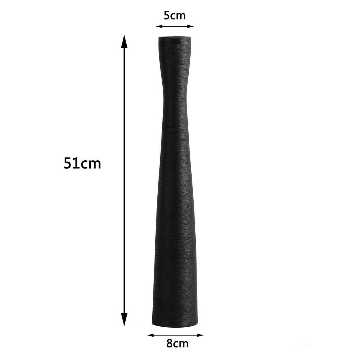 Keramik Bodenvase 50cm Schwarz Hoch Schmal für Trockenblumen