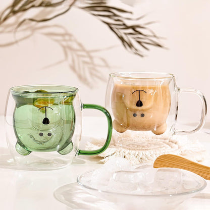Niedliche Bären Becher 2er-Set doppelwandiges Glas 250ml