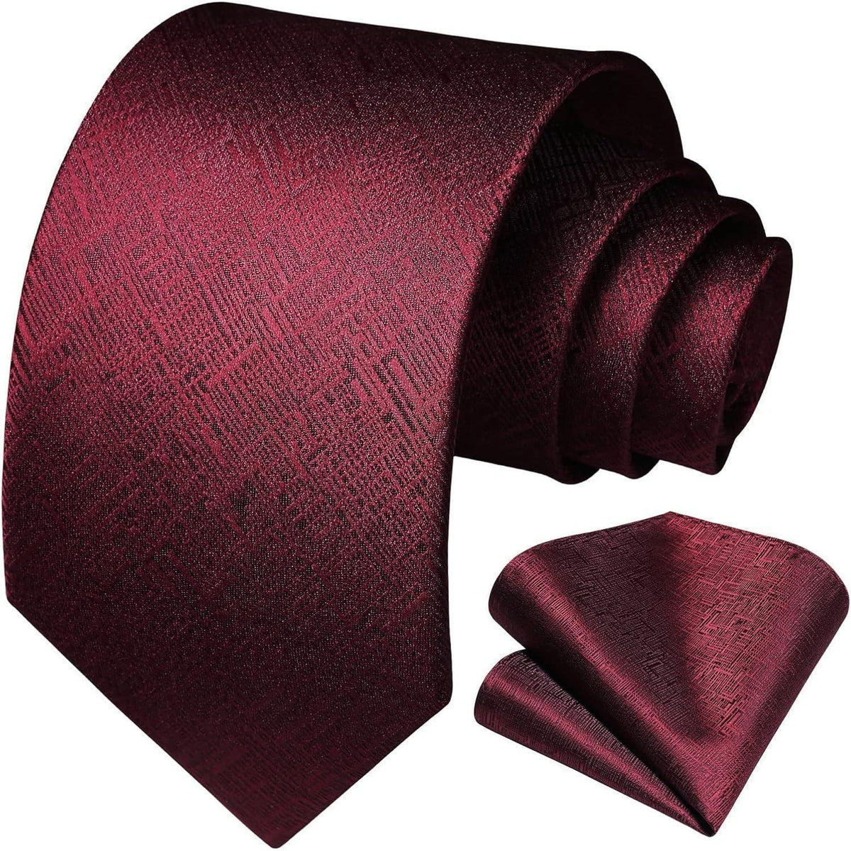 Krawatten-Set mit Einstecktuch, burgunderrot, elegant
