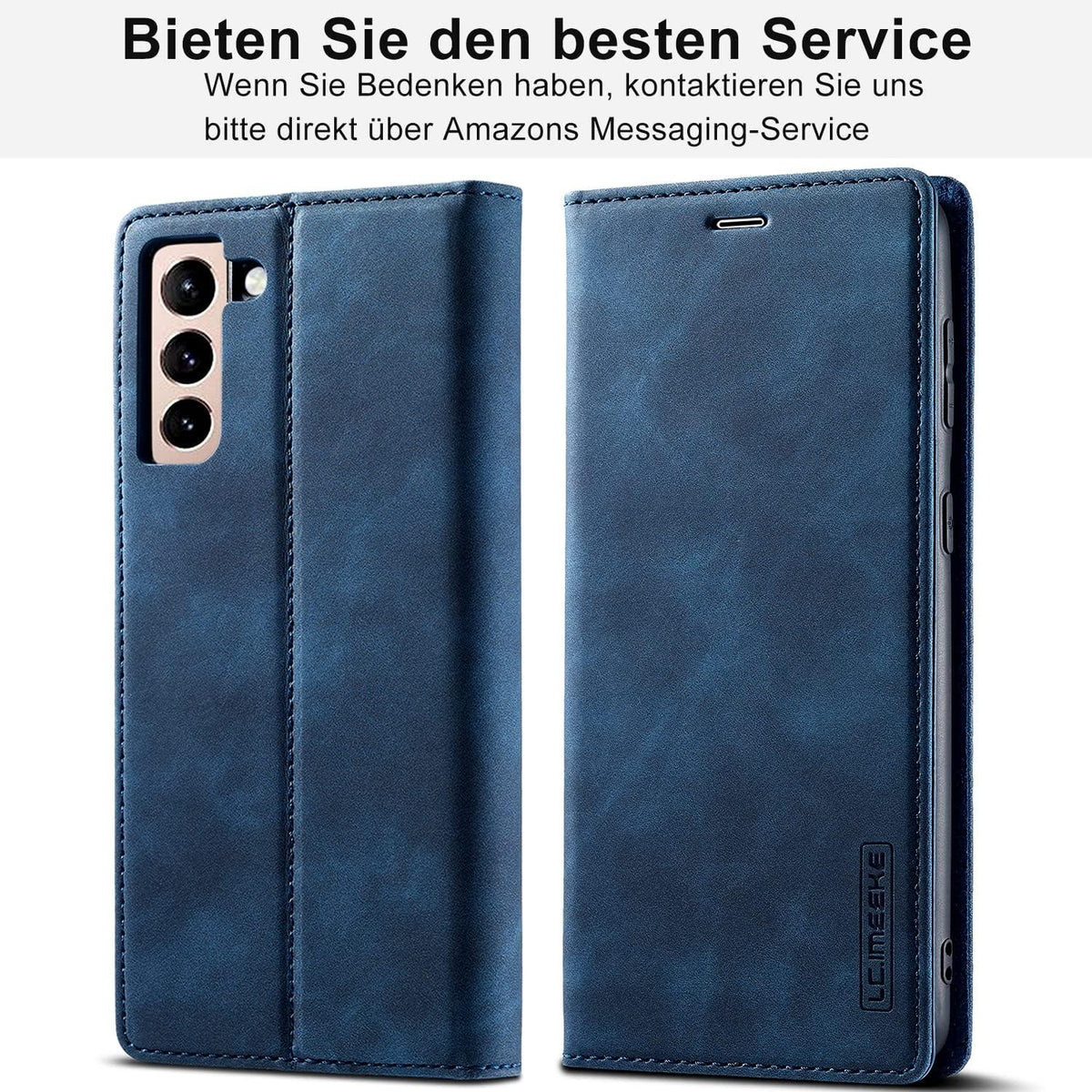 Samsung Galaxy S22 Hülle Leder Flip Wallet Schutzhülle Blau