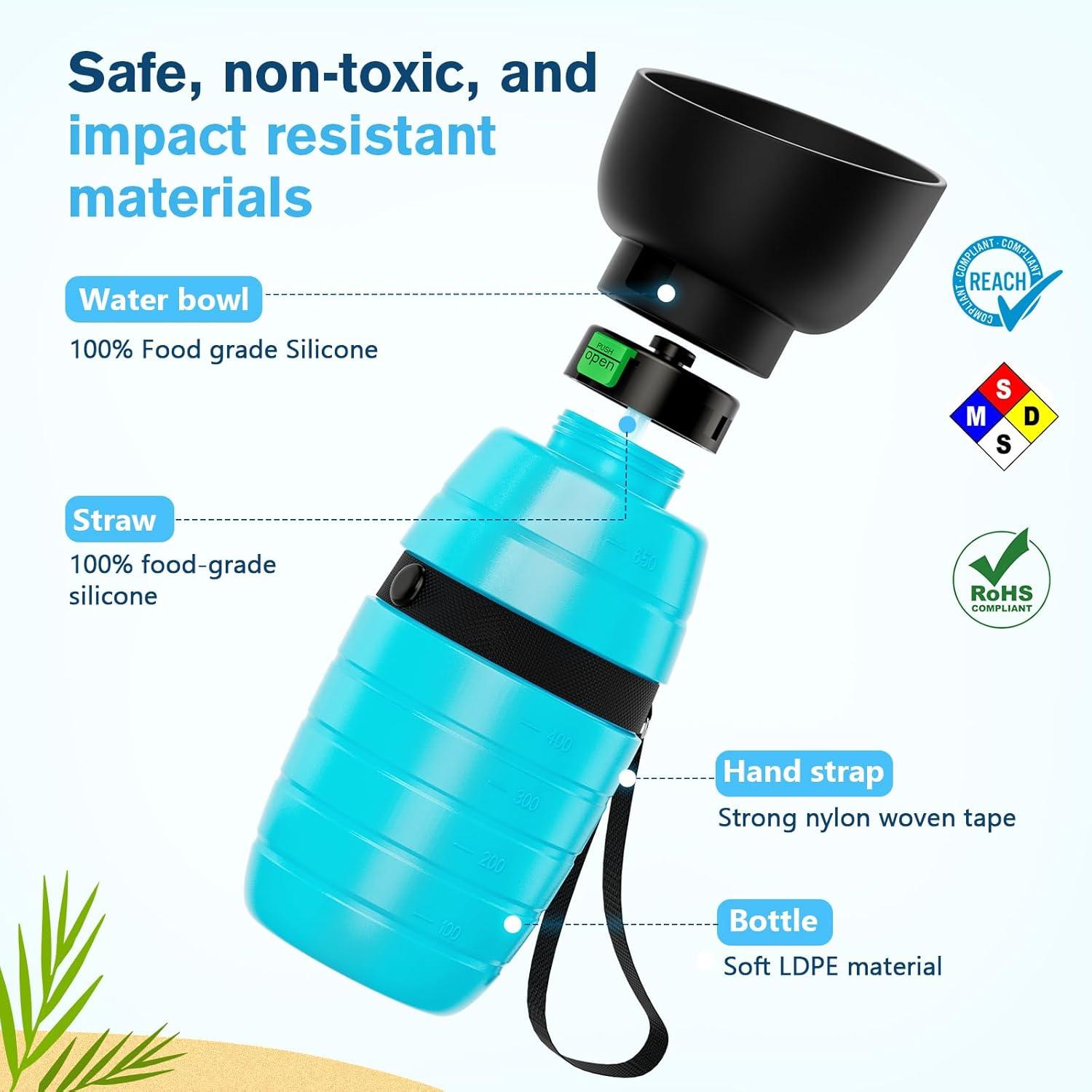 Trinkflasche Hunde Silikon Faltbare Wasserschale Blau 500ml