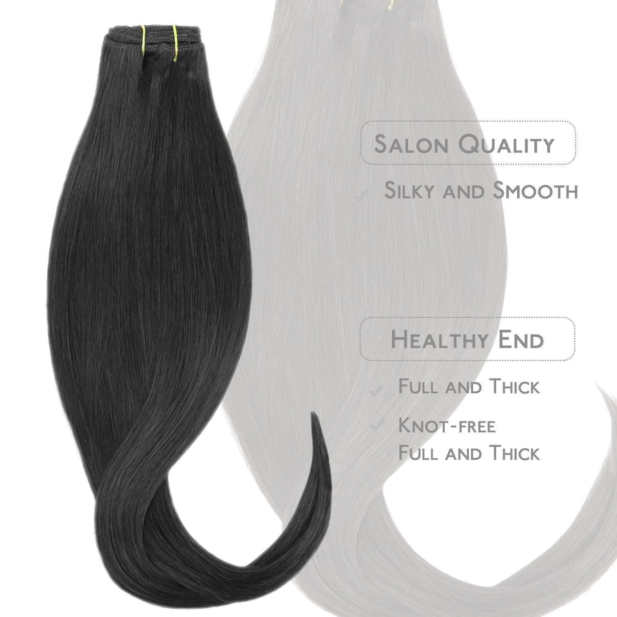 Echthaar Clip-in Extensions Schwarz 55cm - 70g
