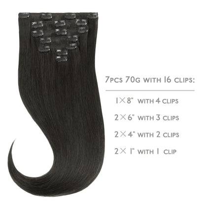 Echthaar Clip-in Extensions Schwarz 45cm - 70g