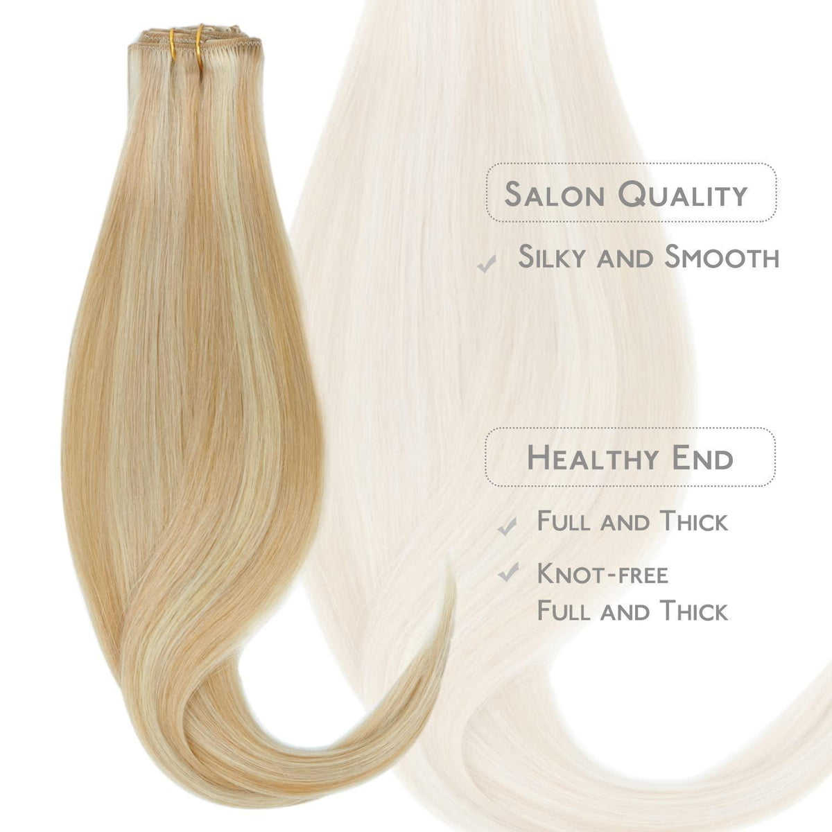 Echthaar Clip-in Extensions Karamellblond Highlights 50cm