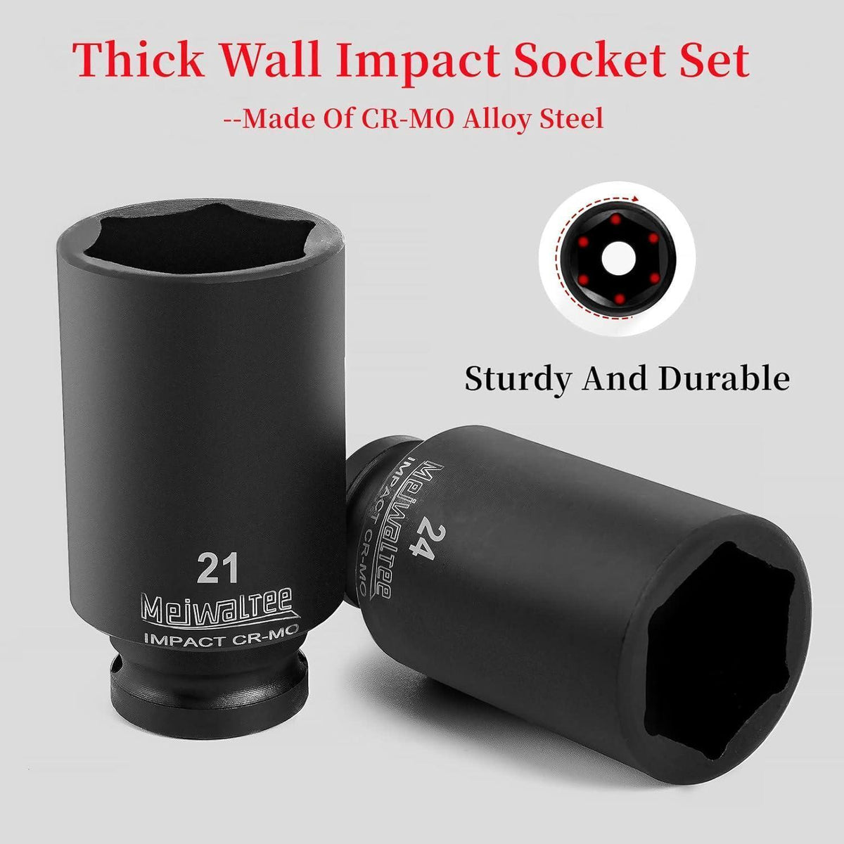 Schlagschrauber Nüsse Set 43tlg Metrisch Tief & Flach mit Koffer
