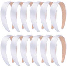 12er Pack Satin Stirnbänder Weiß - 1 Zoll breite Haarreifen