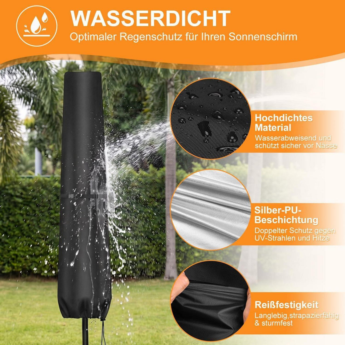 Sonnenschirm Schutzhülle 2-3m mit Teleskopstab & Aufbewahrung