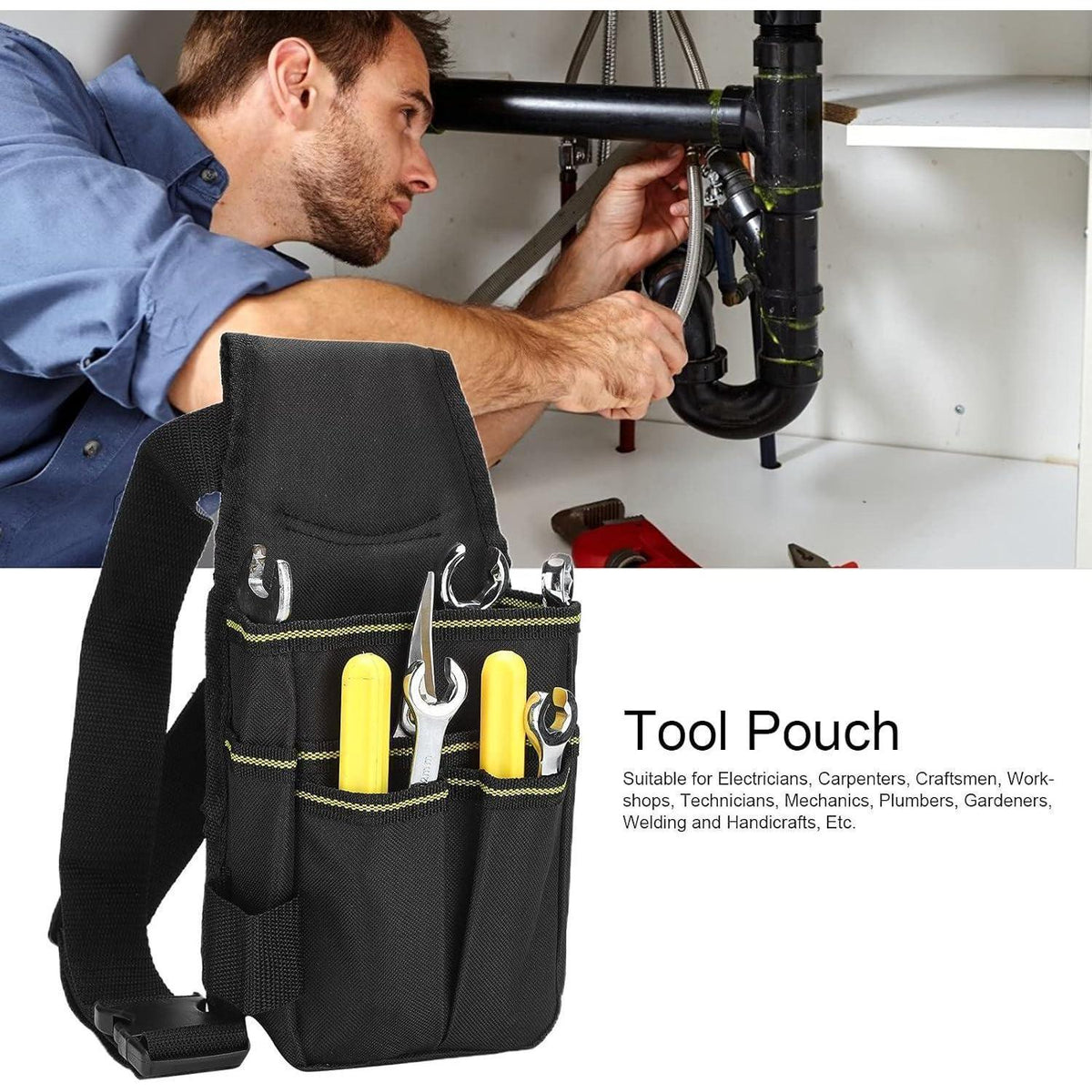 Werkzeugtasche mit Gürtel, Oxford Stoff, für Elektriker & Gärtner