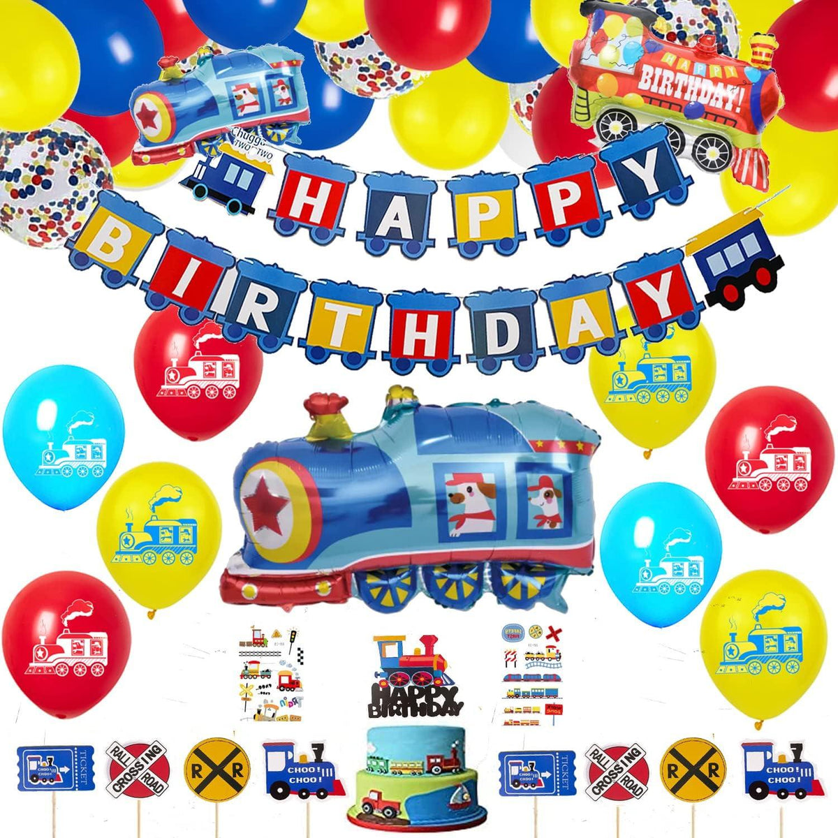 Zug Geburtstag Party Set Dekorationen Eisenbahnballons Girlande Banner