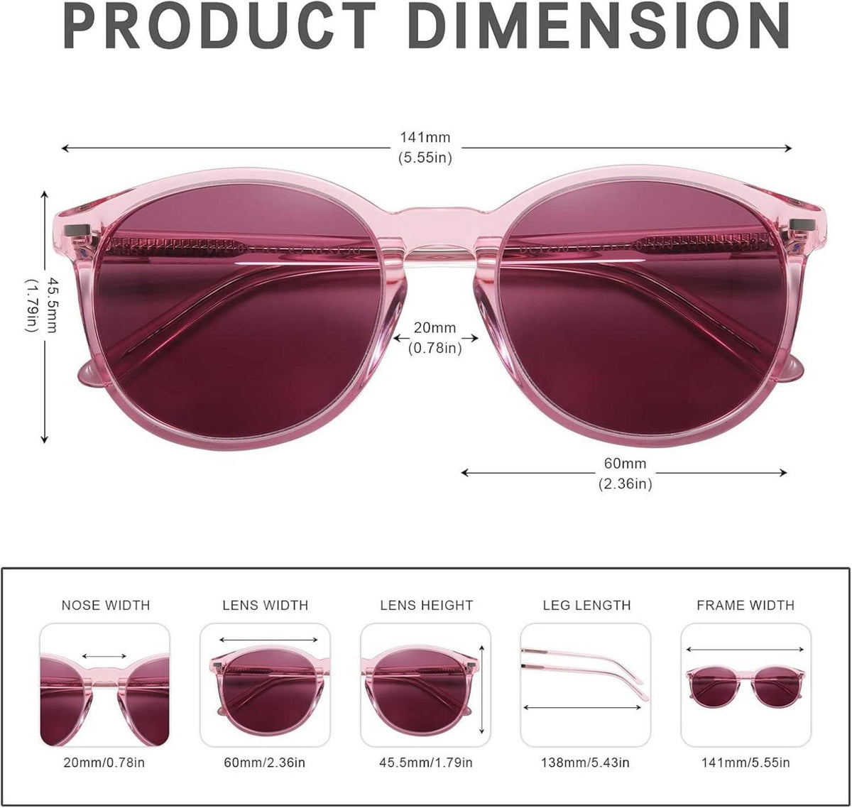 Polarisierte Retro-Damen-Sonnenbrille UV400 Schutz Leichtgewicht