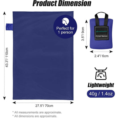 Picknickdecke 70x110 cm Sandabweisend Ultraleicht Blau