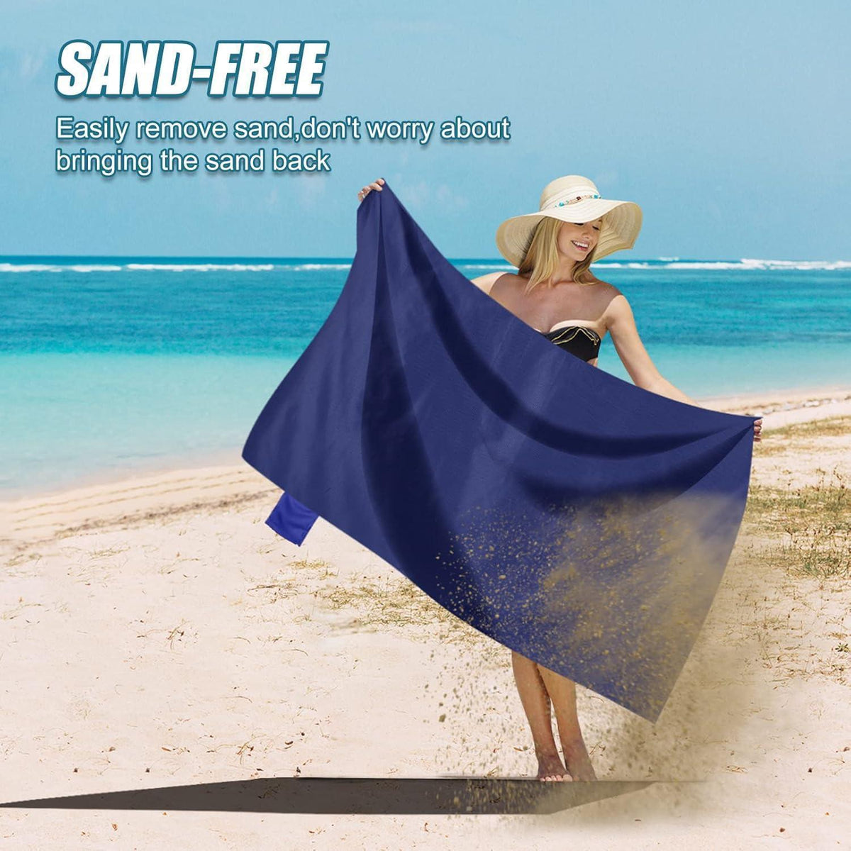Picknickdecke 70x110 cm Sandabweisend Ultraleicht Blau