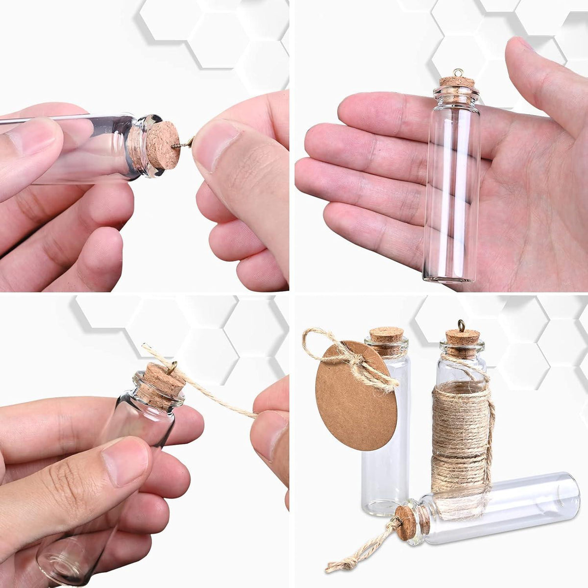 40x Reagenzglas Korken 20ml Mini Glasflaschen Gewürzgläser Deko
